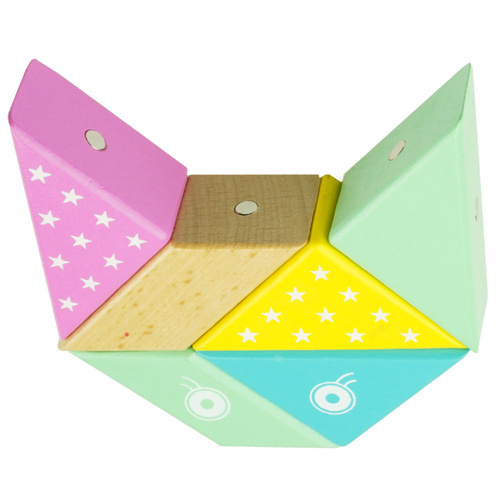 Drewniana układanka origami klocki na magnes KOT