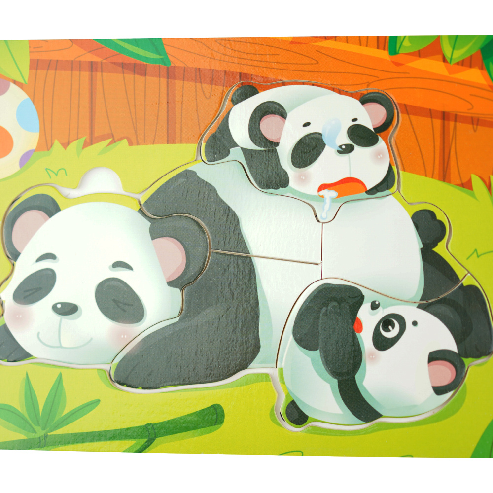 Drewniana kolorowa układanka puzzle do kolorowania miś Panda